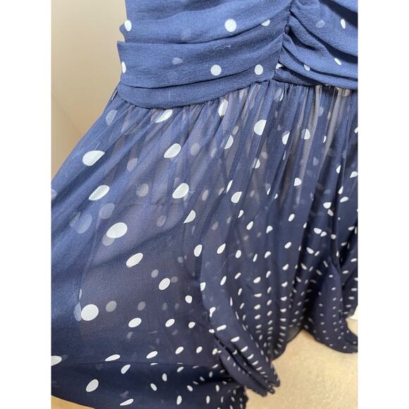Retrofete Annalise Strapless Polkadot Ruched Navy Blue Maxi Dress Size XS - Picture 11 of 14